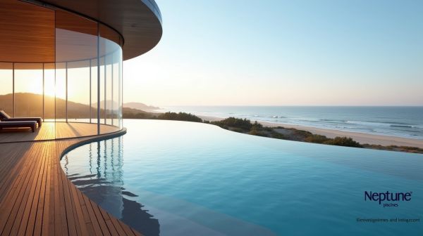 Dimensions piscine avec plage coque avec Neptune Piscines